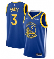 Men's Golden State Warriors #3 Jordan Poole 2022 Royal 75th Anniversary Stitched Jersey