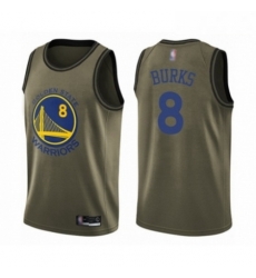 Mens Golden State Warriors 8 Alec Burks Swingman Green Salute to Service Basketball Jersey 