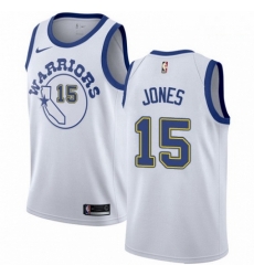 Mens Nike Golden State Warriors 15 Damian Jones Swingman White Hardwood Classics NBA Jersey