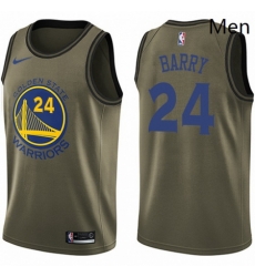 Mens Nike Golden State Warriors 24 Rick Barry Swingman Green Salute to Service NBA Jersey