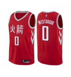 Womens Houston Rockets 0 Russell Westbrook Swingman Red Basketball Jersey City Edition 