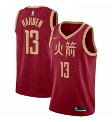 Womens Nike Houston Rockets 13 James Harden Swingman Red NBA Jersey 2018 19 City Edition