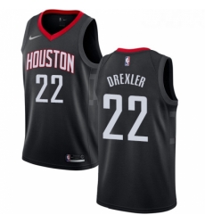 Womens Nike Houston Rockets 22 Clyde Drexler Authentic Black Alternate NBA Jersey Statement Edition