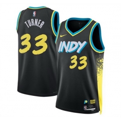 Men Indiana Pacers 33 Myles Turner Black 2023 24 City Edition Stitched Basketball Jersey