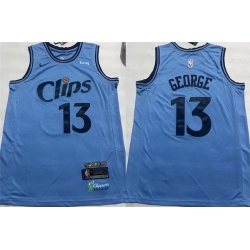 Men Los Angeles Clippers 13 Paul George Light Blue 2024 25 City Edition Stitched Jersey