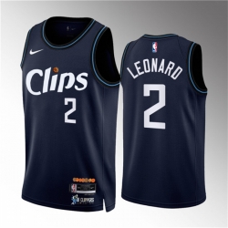 Men Los Angeles Clippers 2 Kawhi Leonard Navy 2023 24 City Edition Stitched Jersey