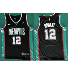 Men Memphis Grizzlies 12 Ja Morant Black 2025 Classic Edition Stitched Basketball Jersey