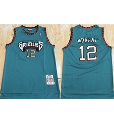 Men Memphis Grizzlies 12 Ja Morant Teal Throwback Stitched Jersey