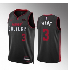 Men Miami Heat 3 Dwyane Wade Black 2023 24 City Edition Stitched Basketball Jersey 688