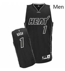 Mens Adidas Miami Heat 1 Chris Bosh Authentic Black Shadow NBA Jersey