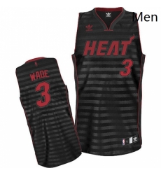 Mens Adidas Miami Heat 3 Dwyane Wade Swingman BlackGrey Groove NBA Jersey