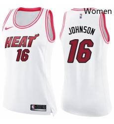 Womens Nike Miami Heat 16 James Johnson Swingman WhitePink Fashion NBA Jersey