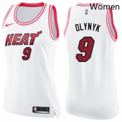 Womens Nike Miami Heat 9 Kelly Olynyk Swingman WhitePink Fashion NBA Jersey 