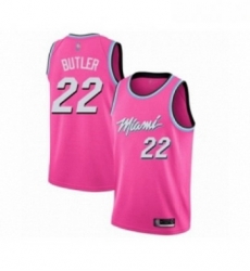 Youth Miami Heat 22 Jimmy Butler Pink Swingman Jersey Earned Edition 