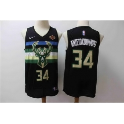 Bucks 34 Giannis Antetokounmpo Black City Edition Nike Swingman Jersey