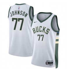 Men Milwaukee Bucks 77 AJ Johnson White 2024 Draft Association Edition Stitched Basketball Jersey