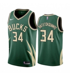 Men Milwaukee Bucks Giannis Antetokounmpo 2021 Earned Green Jersey