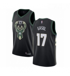 Mens Milwaukee Bucks 17 Pau Gasol Authentic Black Basketball Jersey Statement Edition 