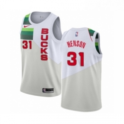 Mens Nike Milwaukee Bucks 31 John Henson White Swingman Jersey Earned Edition 