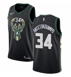 Mens Nike Milwaukee Bucks 34 Giannis Antetokounmpo Authentic Black Alternate NBA Jersey Statement Edition