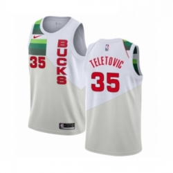 Mens Nike Milwaukee Bucks 35 Mirza Teletovic White Swingman Jersey Earned Edition