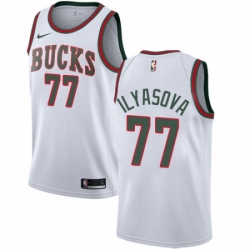 Mens Nike Milwaukee Bucks 77 Ersan Ilyasova Swingman White Fashion Hardwood Classics NBA Jersey 