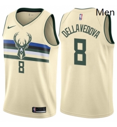 Mens Nike Milwaukee Bucks 8 Matthew Dellavedova Authentic Cream NBA Jersey City Edition 