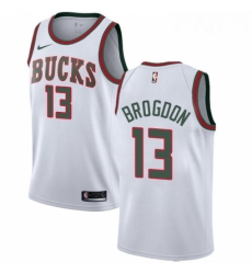 Womens Nike Milwaukee Bucks 13 Malcolm Brogdon Swingman White Fashion Hardwood Classics NBA Jersey 