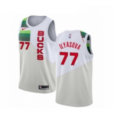 Womens Nike Milwaukee Bucks 77 Ersan Ilyasova White Swingman Jersey Earned Edition 