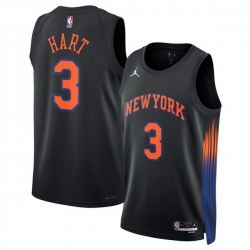 Men New Yok Knicks 3 Josh Hart Black 2025 Statement Edition Stitched Basketball Jersey Men New Yok Knicks 3 Josh Hart Black 2025 Statement Edition Stitched Basketball Jersey