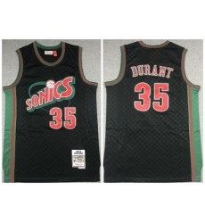 Men Oklahoma City Thunder 35 Kevin Durant Black 2007 08 Black Throwback SuperSonics Stitched Jersey