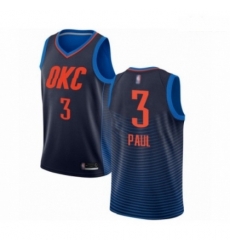 Mens Oklahoma City Thunder 3 Chris Paul Authentic Navy Blue Basketball Jersey Statement Edition 