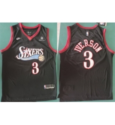 Men Philadelphia 76ers 3 Allen Iverson Black 2025 Classic Edition Stitched Stitched Jersey