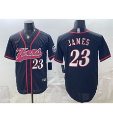 Men Philadelphia 76ers  LeBron James Black Cool Base Stitched Baseball Jersey