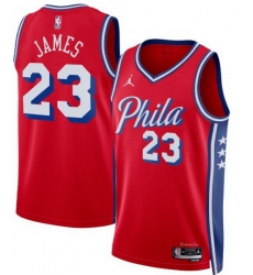 Men Philadelphia 76ers  LeBron James Red 2026 Statement Edition Stitched Jersey