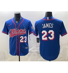 Men Philadelphia 76ers  LeBron James Royal Cool Base Stitched Baseball Jersey