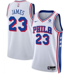 Men Philadelphia 76ers  LeBron James White 2026 Association Edition With Patch Stitched Jersey