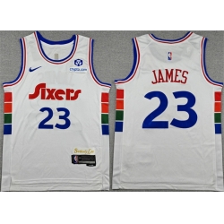 Men Philadelphia 76ers  LeBron James White City Edition Swingman Stitched Jersey