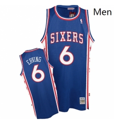 Mens Mitchell and Ness Philadelphia 76ers 6 Julius Erving Swingman Blue Throwback NBA Jersey