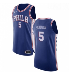 Mens Nike Philadelphia 76ers 5 Amir Johnson Authentic Blue Road NBA Jersey Icon Edition 