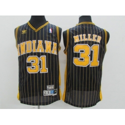 Men Indiana Pacers #31 Reggie Miller Black Pinstripe Hardwood Classics Jersey