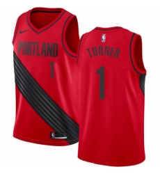 Mens Nike Portland Trail Blazers 1 Evan Turner Swingman Red Alternate NBA Jersey Statement Edition