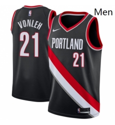 Mens Nike Portland Trail Blazers 21 Noah Vonleh Swingman Black Road NBA Jersey Icon Edition