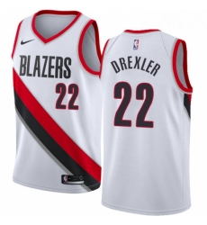 Mens Nike Portland Trail Blazers 22 Clyde Drexler Swingman White Home NBA Jersey Association Edition 