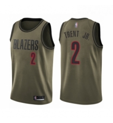 Mens Portland Trail Blazers 2 Gary Trent Jr Swingman Green Salute to Service Basketball Jersey 