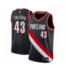 Mens Portland Trail Blazers 43 Anthony Tolliver Swingman Black Basketball Jersey Icon Edition 