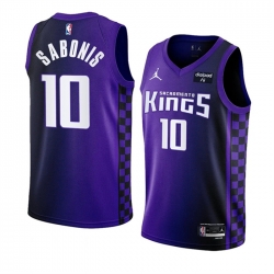 Men Sacramento Kings 10 Domantas Sabonis Purple 2023 24 Statement Edition Swingman Stitched Basketball Jersey