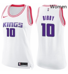 Womens Nike Sacramento Kings 10 Mike Bibby Swingman WhitePink Fashion NBA Jersey