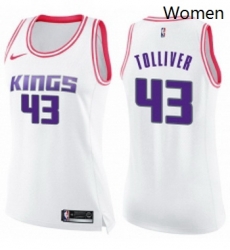 Womens Nike Sacramento Kings 43 Anthony Tolliver Swingman WhitePink Fashion NBA Jersey