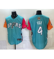 Men San Antonio Spurs  4 De Aaron Fox Teal 2026 Finals Patch Stitched Baseball Jersey